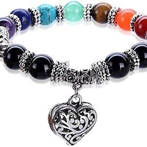 Handmade Stretch 7 Chakra Semi-preciouse Gemstones Beads Yoga Bracelet